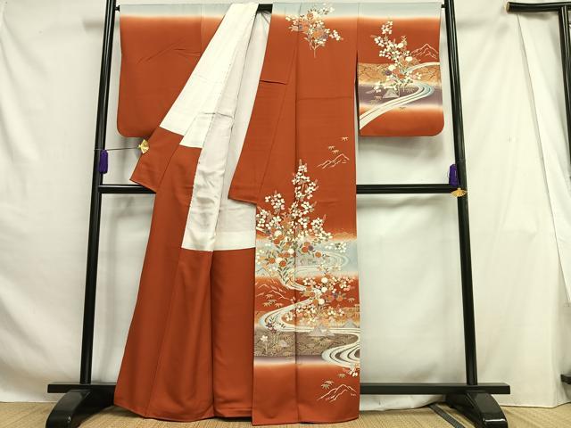平和屋着物■訪問着 流水草花文 暈し染め 金彩 正絹 逸品 AABH1003oa