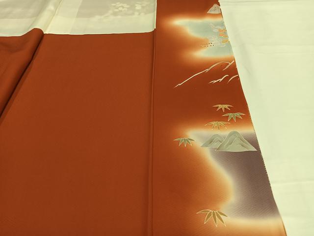 平和屋着物■訪問着 流水草花文 暈し染め 金彩 正絹 逸品 AABH1003oa