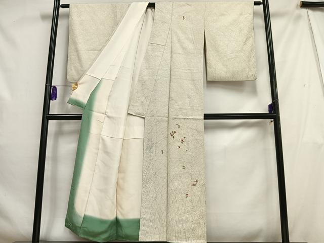 平和屋着物■訪問着 総絞り 刺繍 草花文 金糸 銀彩 正絹 逸品 AABH1006oa