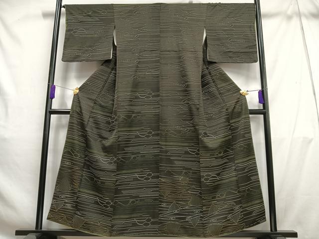 平和屋着物■上質な小紋 抽象文様 黒地 正絹 逸品 AABH1050oa