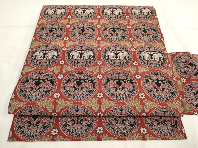 平和屋着物◎八寸名古屋帯 鳥獣花丸文 正絹 逸品 AABH1339wj