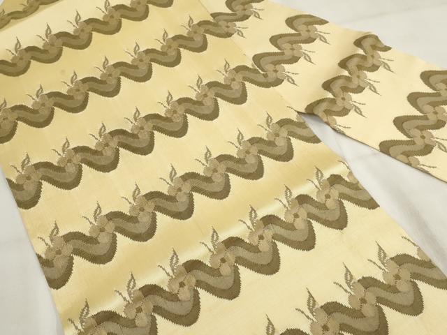 平和屋着物◎九寸名古屋帯 草花文 正絹 逸品 AABH1392wj