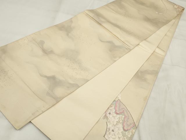 平和屋着物▼総刺繍 袋帯 地紙花文 孔雀 金銀糸 正絹 逸品 AABH1416wj