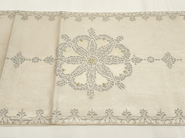 平和屋着物▼太鼓柄 本袋帯 吉祥花文 金銀糸 正絹 逸品 AABH1737wj