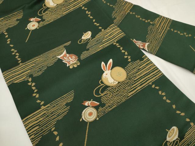 平和屋着物●九寸名古屋帯 唐織 兎 玩具文 金糸 正絹 逸品 AABH1835wj