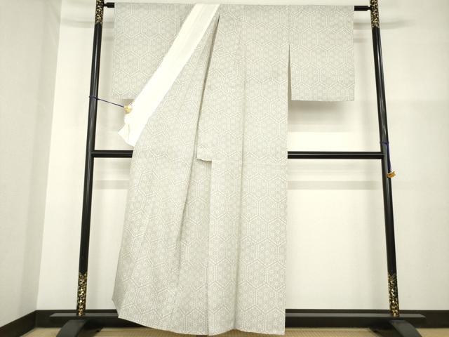 平和屋着物*夏物 本場大島紬 夏大島 白大島 9マルキ 亀甲麻の葉文 正絹 逸品 AABH1924ck