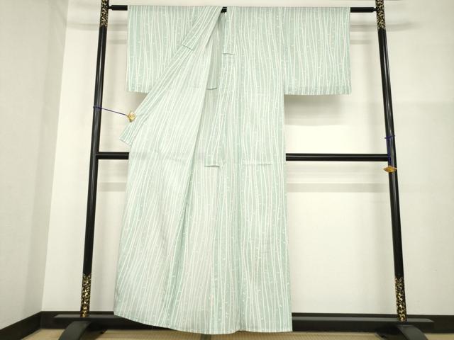 平和屋着物*夏物 小紋 絽 よろけ縞 舞蝶文 洗える着物 AABH1930ck