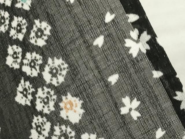 平和屋着物*夏物 小紋 花間道 黒地 洗える着物 AABH1945ck