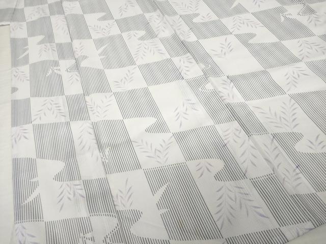 平和屋着物*夏物 小紋 絽 流水市松文 洗える着物 AABH1946ck