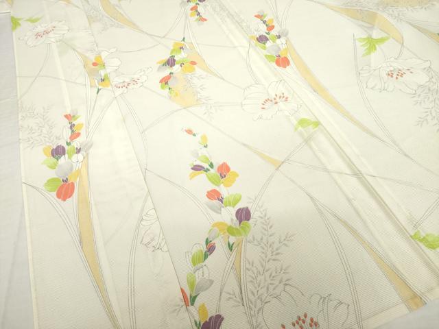 平和屋着物*夏物 小紋 絽 草花文 洗える着物 AABH1947ck