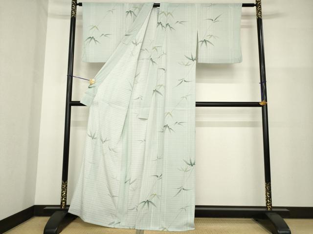 平和屋着物*夏物 小紋 絽 笹竹文 洗える着物 AABH1951ck
