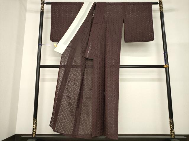 平和屋着物*夏物 小紋 総レース 花尽くし 黒地 洗える着物 AABH1957ck