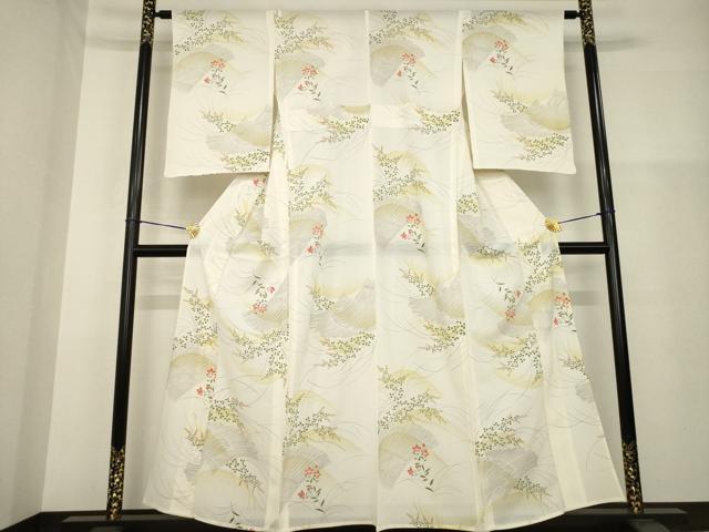 平和屋着物*夏物 小紋 絽 草花文 暈し染め 三越扱い 正絹 逸品 AABH1967ck