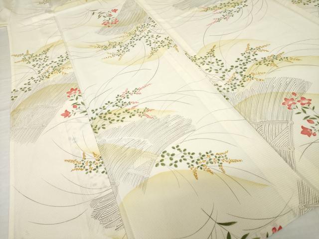 平和屋着物*夏物 小紋 絽 草花文 暈し染め 三越扱い 正絹 逸品 AABH1967ck