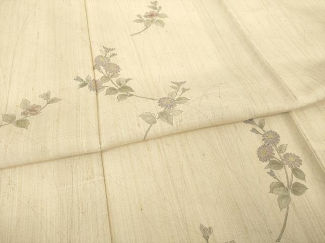 平和屋着物*夏物 訪問着 作家物 紬地 草花文 正絹 逸品 AABH1981ck