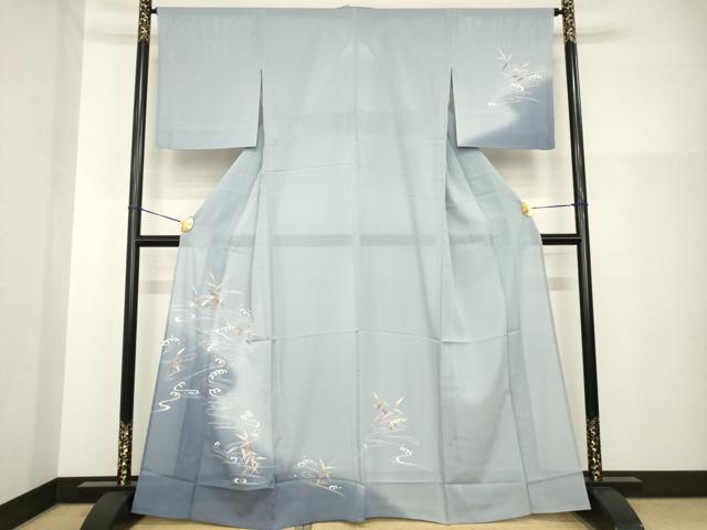 平和屋着物*夏物 訪問着 絽 友禅 駒刺繍 立波文 暈し染め 銀彩 正絹 逸品 AABH1999ck