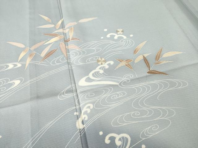 平和屋着物*夏物 訪問着 絽 友禅 駒刺繍 立波文 暈し染め 銀彩 正絹 逸品 AABH1999ck