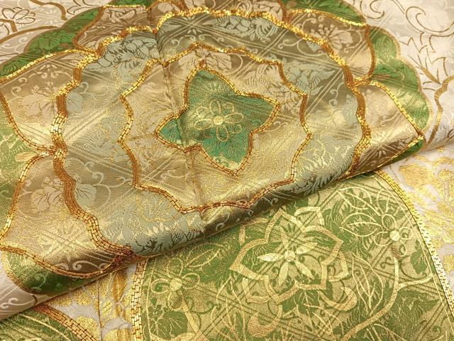 平和屋着物●訪問着 駒刺繍 絞り 花唐草文 金彩 正絹 逸品 未使用 AABH2010ph