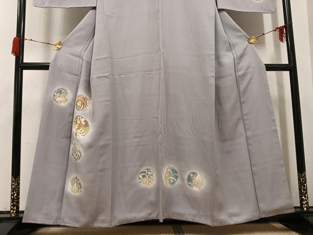平和屋着物●訪問着 友禅 駒刺繍 草花丸文 金彩 正絹 逸品 AABH2016ph