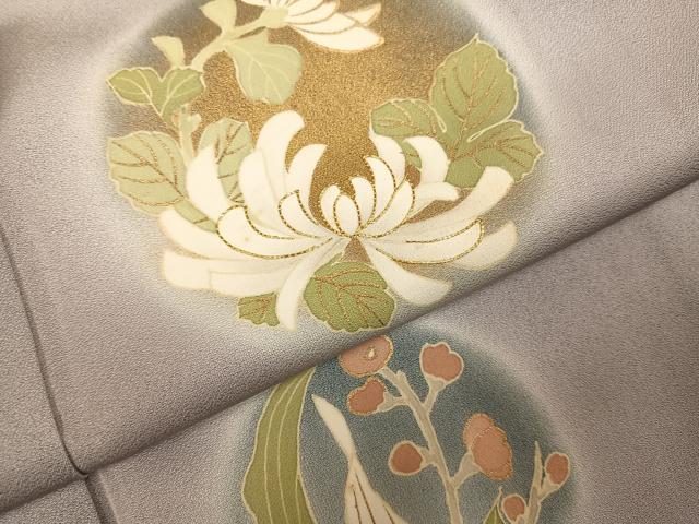 平和屋着物●訪問着 友禅 駒刺繍 草花丸文 金彩 正絹 逸品 AABH2016ph