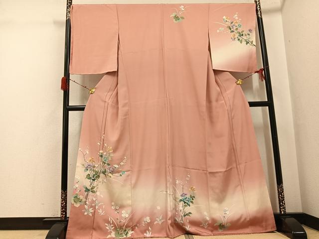 平和屋着物●訪問着 友禅 枝花文 暈し染め 正絹 逸品 未使用 AABH2026ph