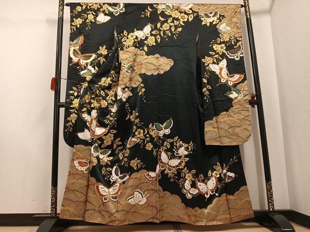 平和屋着物●豪華振袖 花蝶文 金彩 正絹 逸品 AABH2027ph