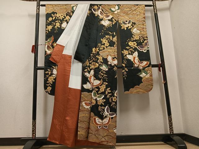 平和屋着物●豪華振袖 花蝶文 金彩 正絹 逸品 AABH2027ph