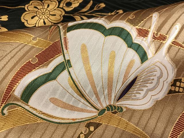 平和屋着物●豪華振袖 花蝶文 金彩 正絹 逸品 AABH2027ph