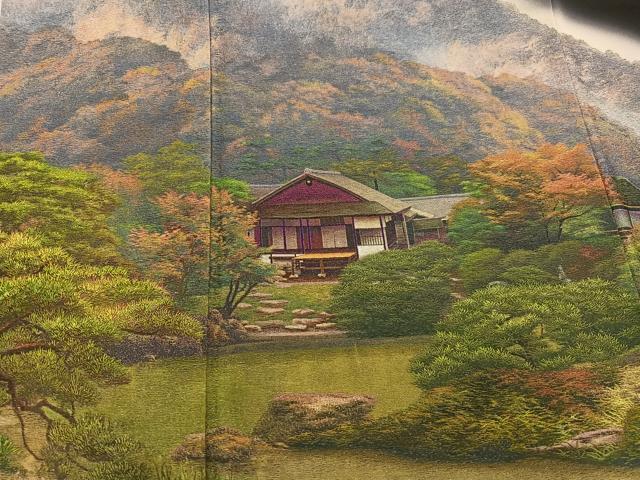 平和屋着物●豪華黒留袖 作家物 乱針刺繍 風景草木文 暈し染め 正絹 逸品 AABH2028ph