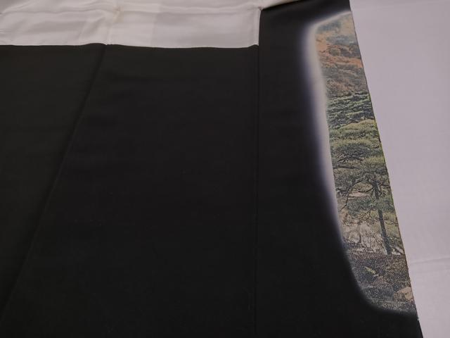 平和屋着物●豪華黒留袖 作家物 乱針刺繍 風景草木文 暈し染め 正絹 逸品 AABH2028ph