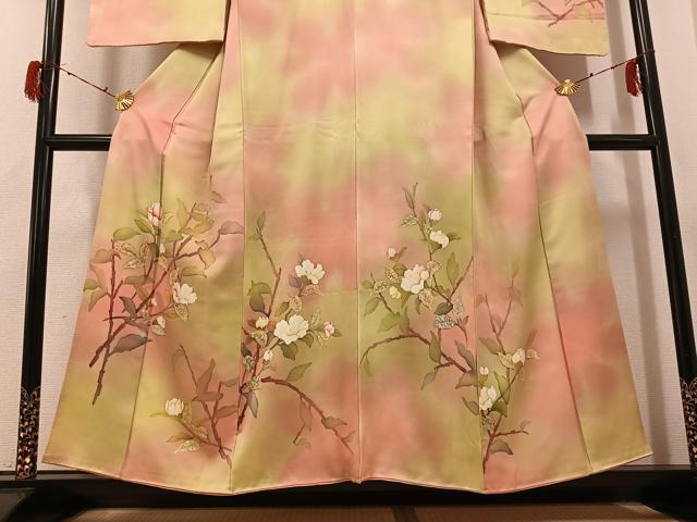 平和屋着物●訪問着 ろうけつ染 枝花文 暈し染め 正絹 逸品 AABH2029ph