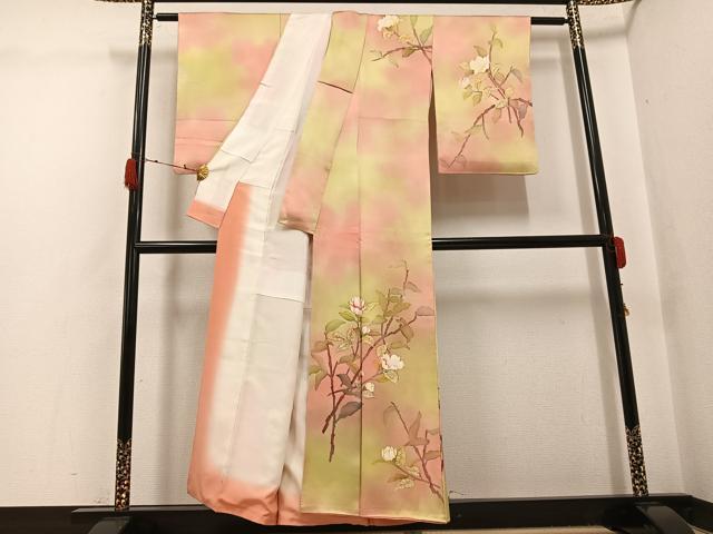 平和屋着物●訪問着 ろうけつ染 枝花文 暈し染め 正絹 逸品 AABH2029ph