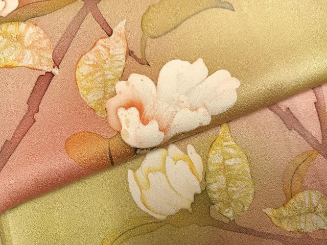 平和屋着物●訪問着 ろうけつ染 枝花文 暈し染め 正絹 逸品 AABH2029ph