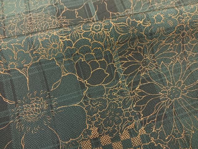 平和屋着物●上質な小紋 草花格子 金彩 正絹 逸品 AABH2036ph