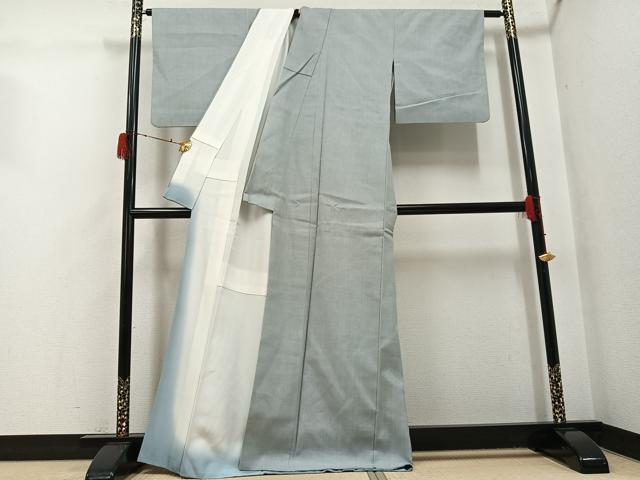 平和屋着物●本場結城紬 重要無形文化財 色無地 蕎麦切色 正絹 逸品 AABH2037ph