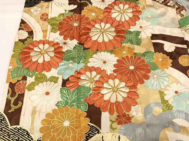 平和屋着物●豪華振袖 駒刺繍 吉祥花文 金彩 正絹 逸品 AABH2038ph