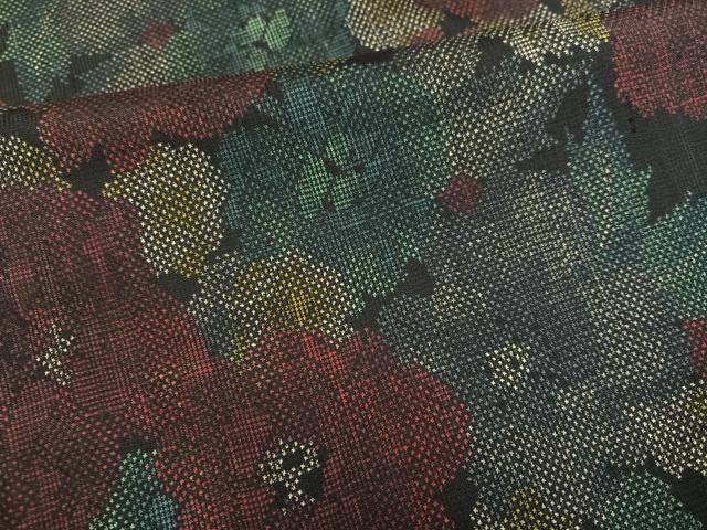 平和屋着物●本場大島紬 一元7マルキ 草花文 正絹 逸品 AABH2041ph