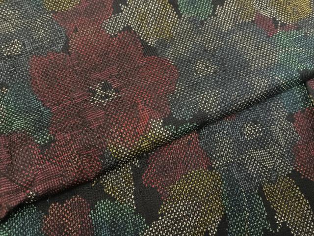平和屋着物●本場大島紬 一元7マルキ 草花文 正絹 逸品 AABH2041ph