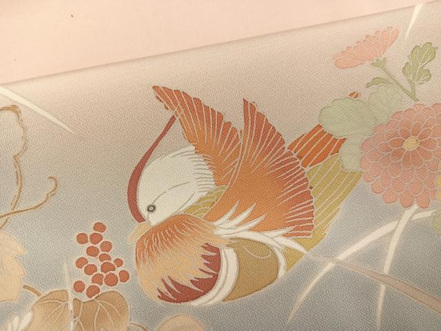 平和屋着物●訪問着 友禅 鴛鴦草花文 暈し染め 正絹 逸品 AABH2043ph
