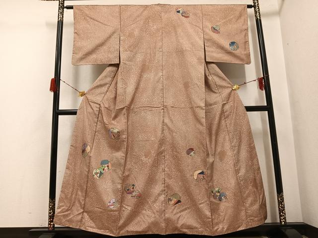 平和屋着物●本場大島紬　染大島　訪問着　手描き　草花文　正絹　逸品　AABH2044ph 平和屋着物○本場大島紬 染大島 訪問着 手描き 草花文 正絹 逸品
