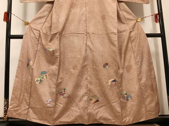 平和屋着物●本場大島紬 染大島 訪問着 手描き 草花文 正絹 逸品 AABH2044ph
