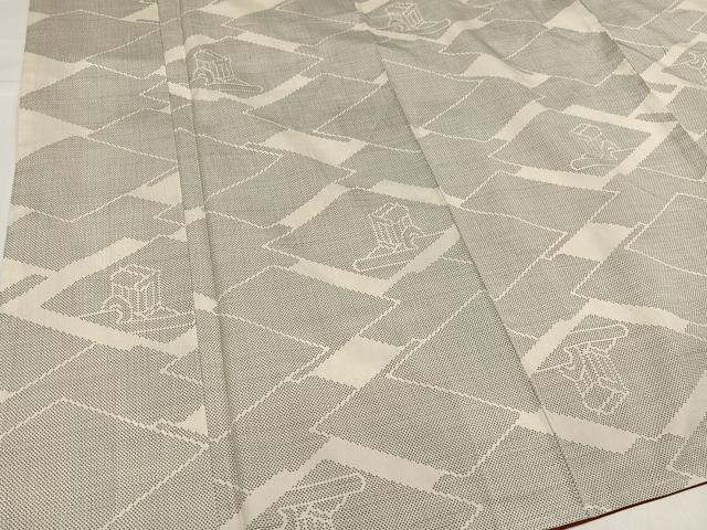 平和屋着物●本場大島紬 白大島 カタス7マルキ 御所車文 正絹 逸品 未使用 AABH2047ph