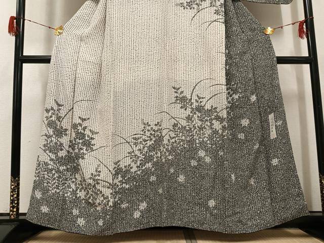 平和屋着物●訪問着 作家物 草花シルエット 正絹 逸品 AABH2048ph