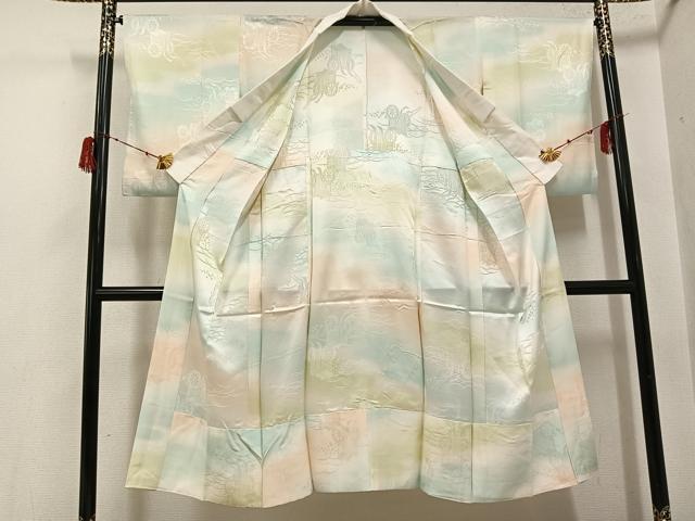 平和屋着物●長襦袢 無双仕立て 御所車花地紋 暈し染め 正絹 逸品 AABH2049ph