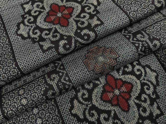 平和屋着物●本場大島紬 割込み絣 花唐草文 正絹 逸品 AABH2051ph