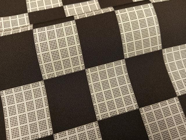 平和屋着物●上質な小紋 市松文 鉄黒色 正絹 逸品 AABH2064ph