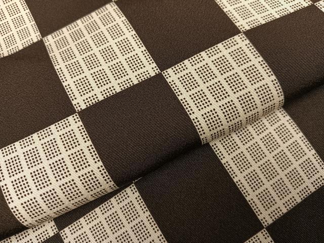 平和屋着物●上質な小紋 市松文 鉄黒色 正絹 逸品 AABH2064ph