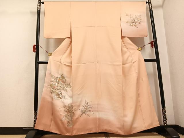 平和屋着物●金彩友禅 卓越技能者・名工・和田光正 訪問着 花篭文 暈し染め 金銀彩 正絹 逸品 AABH2067ph