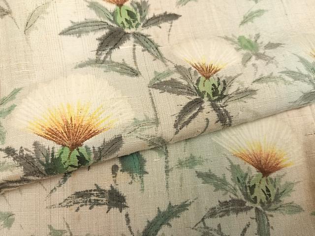 平和屋着物●訪問着 作家物 彩峯 紬地 手描き 草花 紅花 暈し染め 正絹 逸品 AABH2072ph