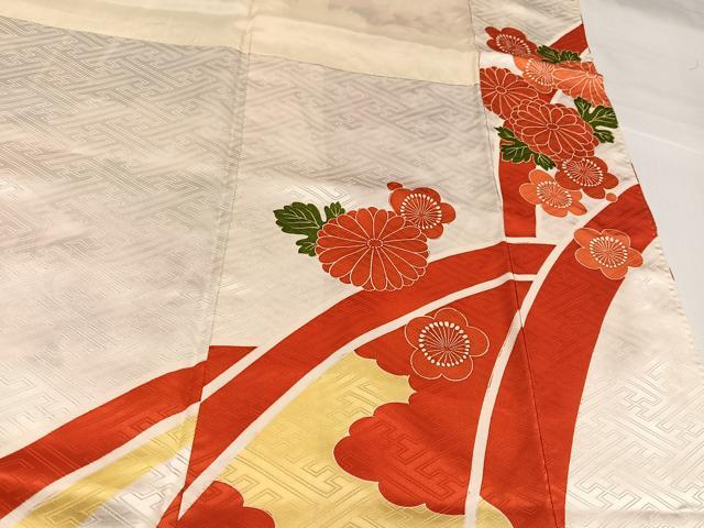 平和屋着物●豪華振袖 駒刺繍 草花文 金彩 正絹 逸品 AABH2080ph